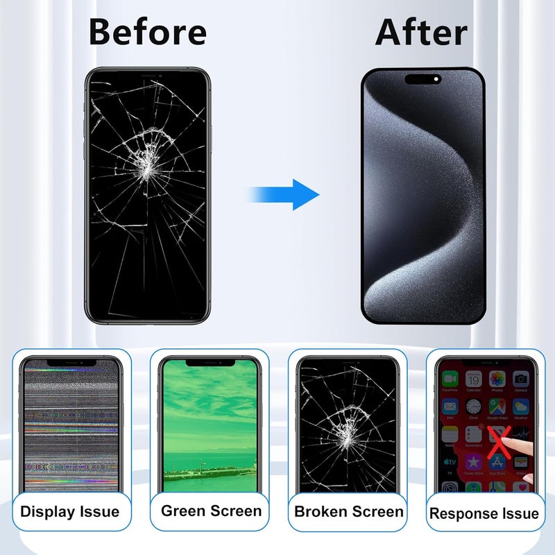 M.P. + for iPhone 15 Pro Max Soft OLED Screen Replacement,[FHD][COF][Face ID] Touch Display Digitizer Assembly with Repair Tools Kit,Waterproof Tape - Image 5